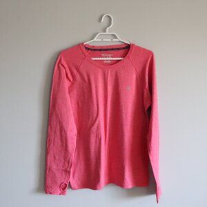 Champion Women's Pink Sz Lrg Athletic Crewneck Long Sleeve Stretch T-Shirt Top